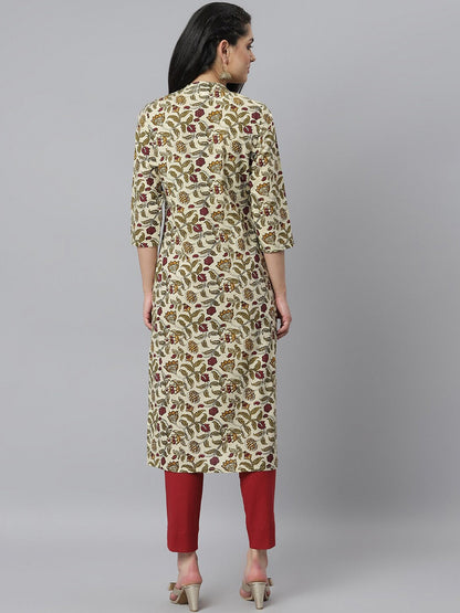 Women's Floral Printed Cotton Straight Kurta (Pre-Order)