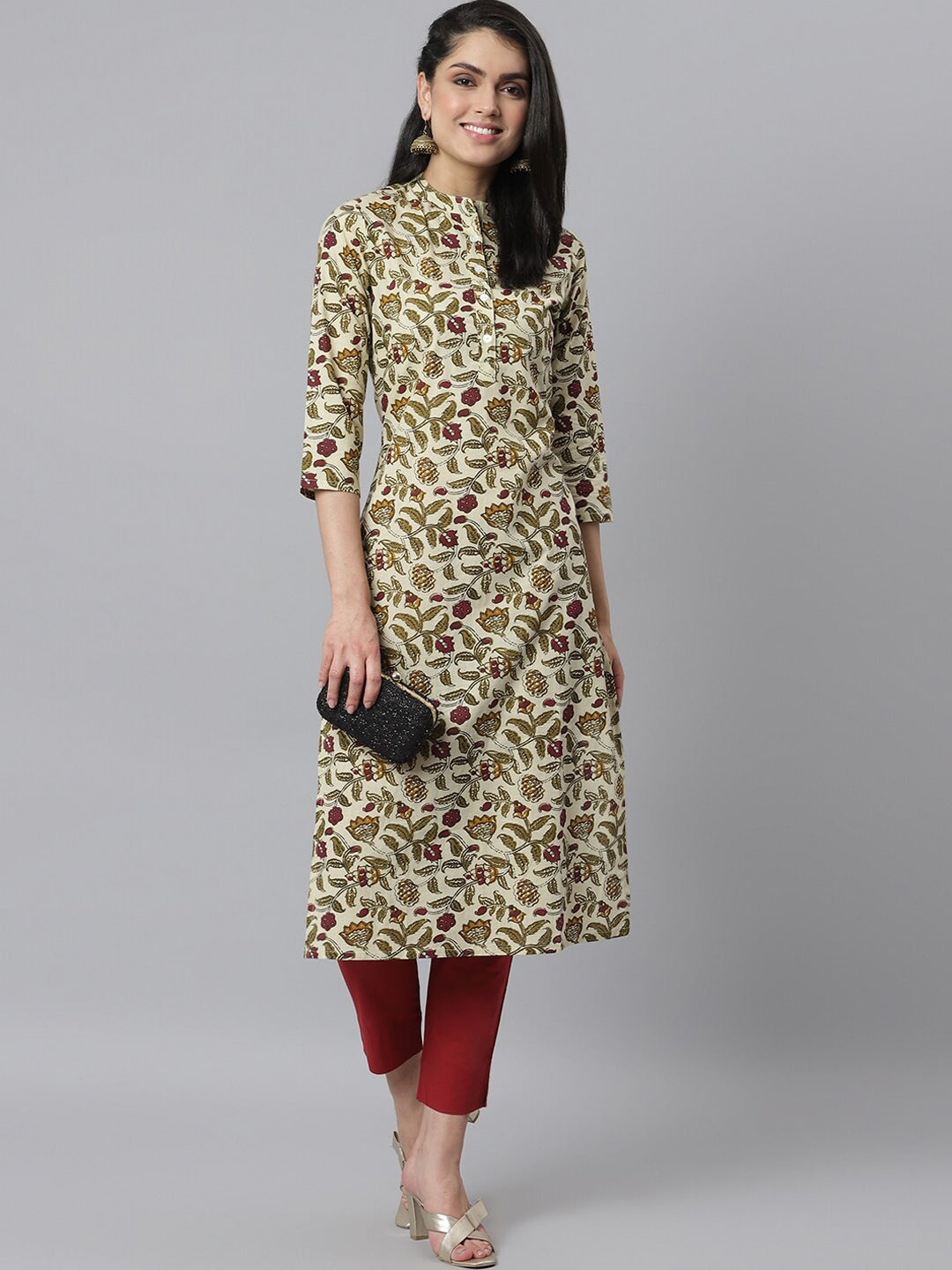 Women's Floral Printed Cotton Straight Kurta (Pre-Order)