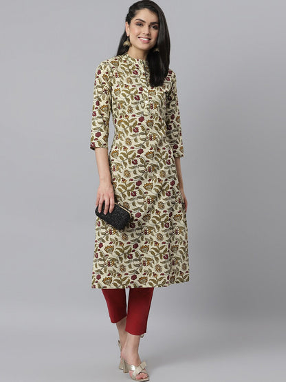 Women's Floral Printed Cotton Straight Kurta (Pre-Order)