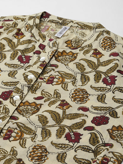 Women's Floral Printed Cotton Straight Kurta (Pre-Order)