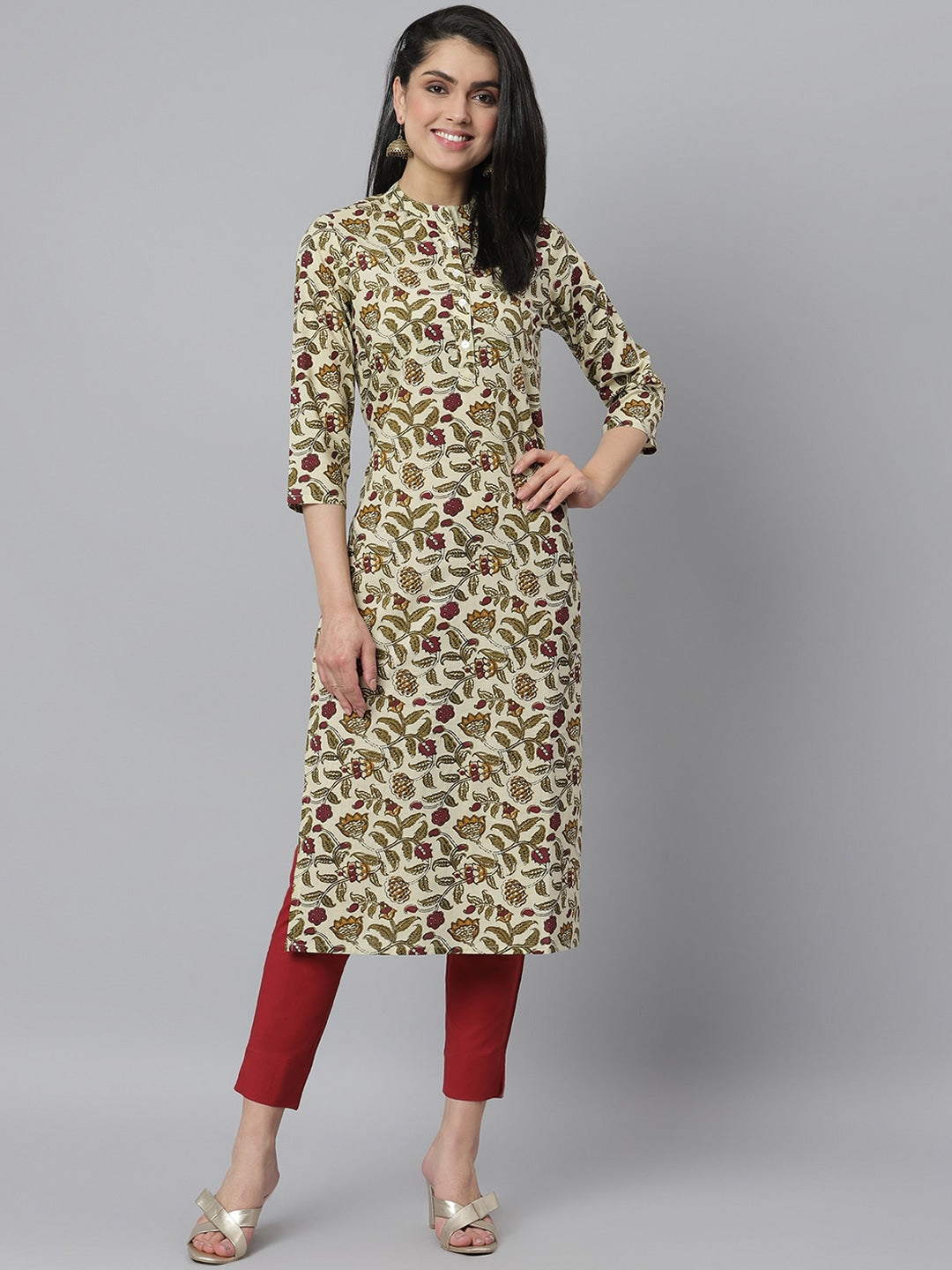 Women's Floral Printed Cotton Straight Kurta (Pre-Order)