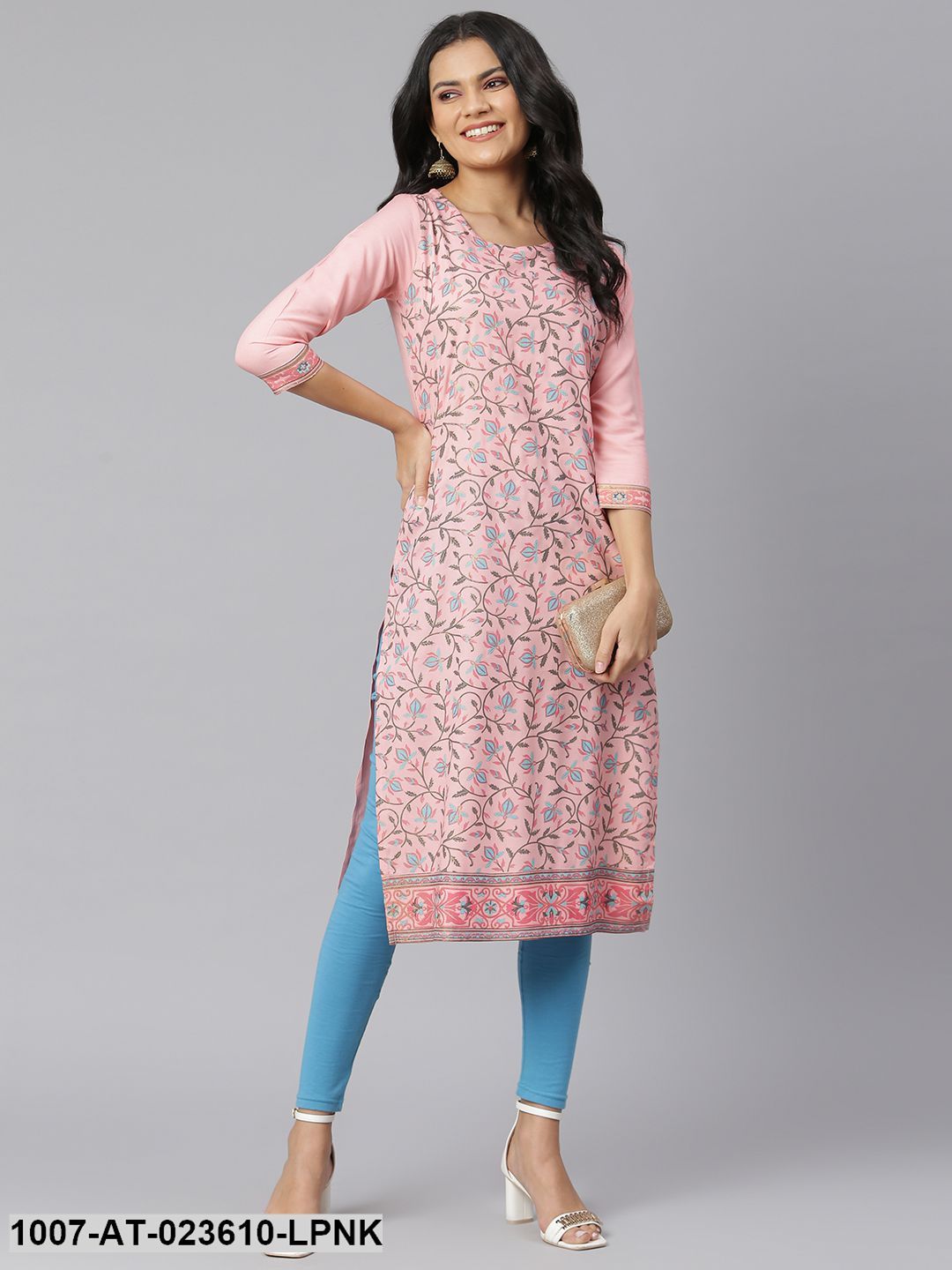 Women's Floral Printed Rayon Straight Kurta (Pre-Order)