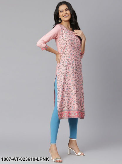 Women's Floral Printed Rayon Straight Kurta (Pre-Order)
