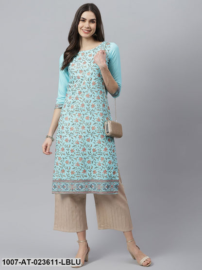 Women's Floral Printed Rayon Straight Kurta (Pre-Order)