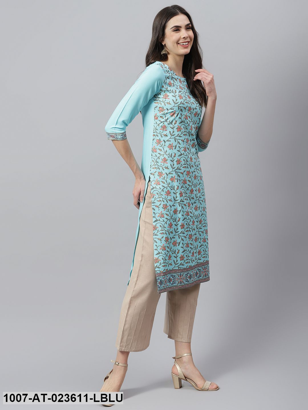 Women's Floral Printed Rayon Straight Kurta (Pre-Order)