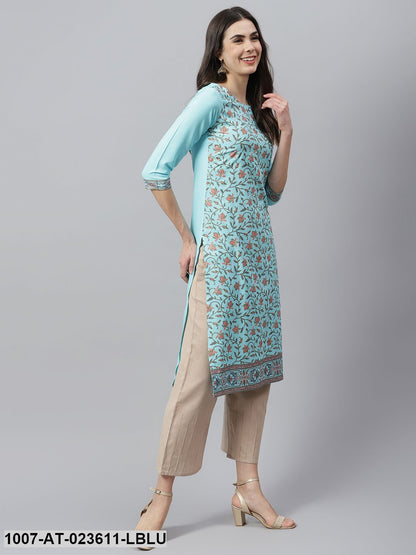 Women's Floral Printed Rayon Straight Kurta (Pre-Order)