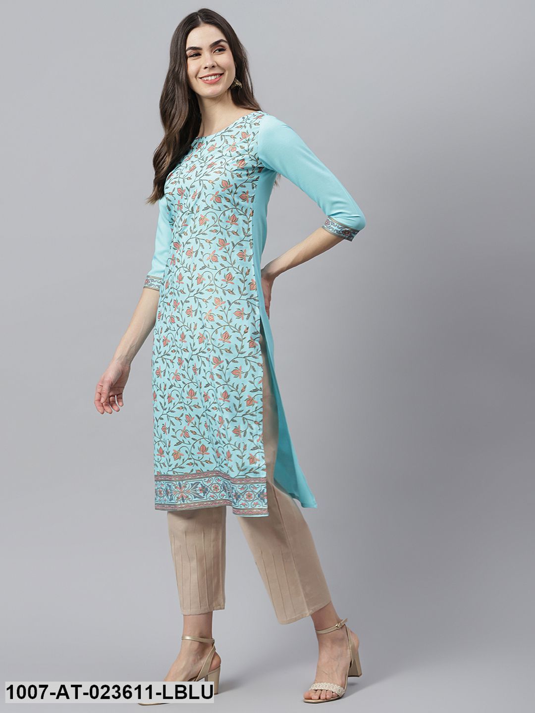 Women's Floral Printed Rayon Straight Kurta (Pre-Order)