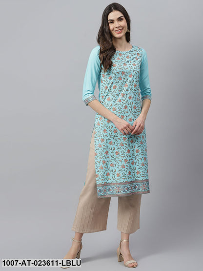 Women's Floral Printed Rayon Straight Kurta (Pre-Order)