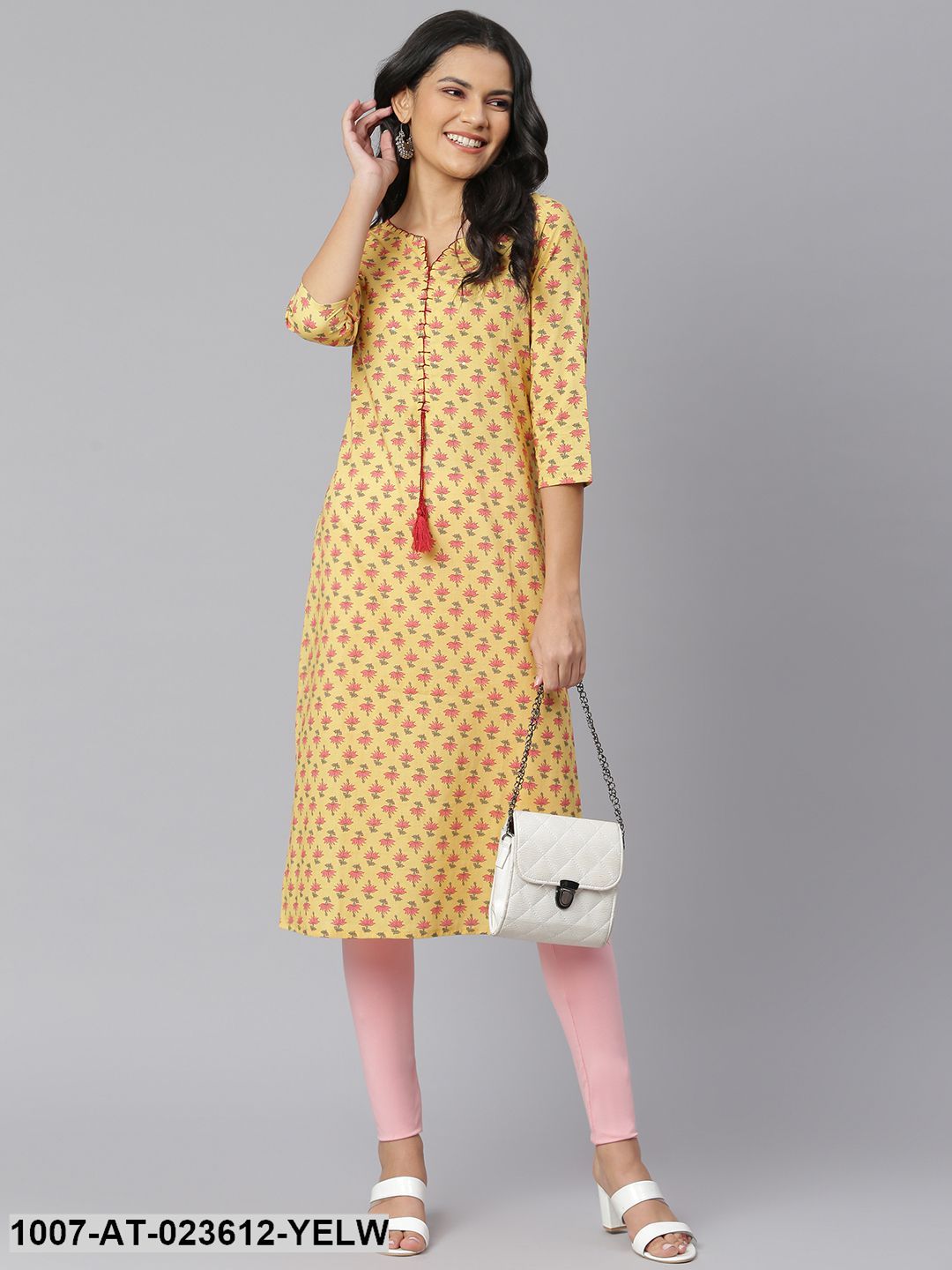 Women's Floral Printed Rayon Straight Kurta (Pre-Order)