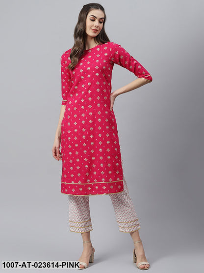 Women's Gold Printed Rayon Straight Kurta (Pre-Order)