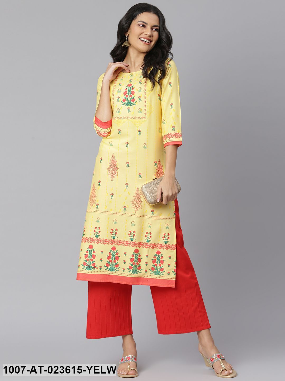 Women's Floral Printed Rayon Straight Kurta (Pre-Order)
