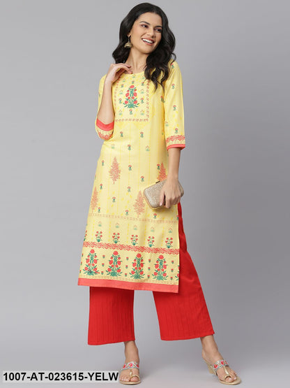 Women's Floral Printed Rayon Straight Kurta (Pre-Order)