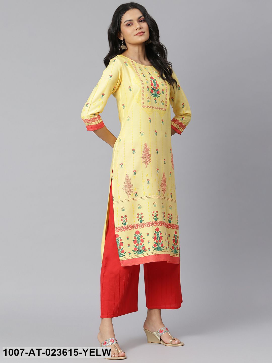 Women's Floral Printed Rayon Straight Kurta (Pre-Order)