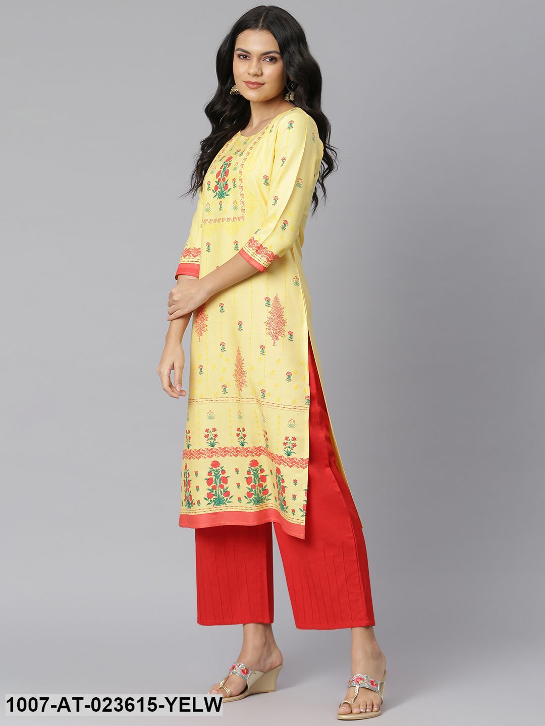 Women's Floral Printed Rayon Straight Kurta (Pre-Order)