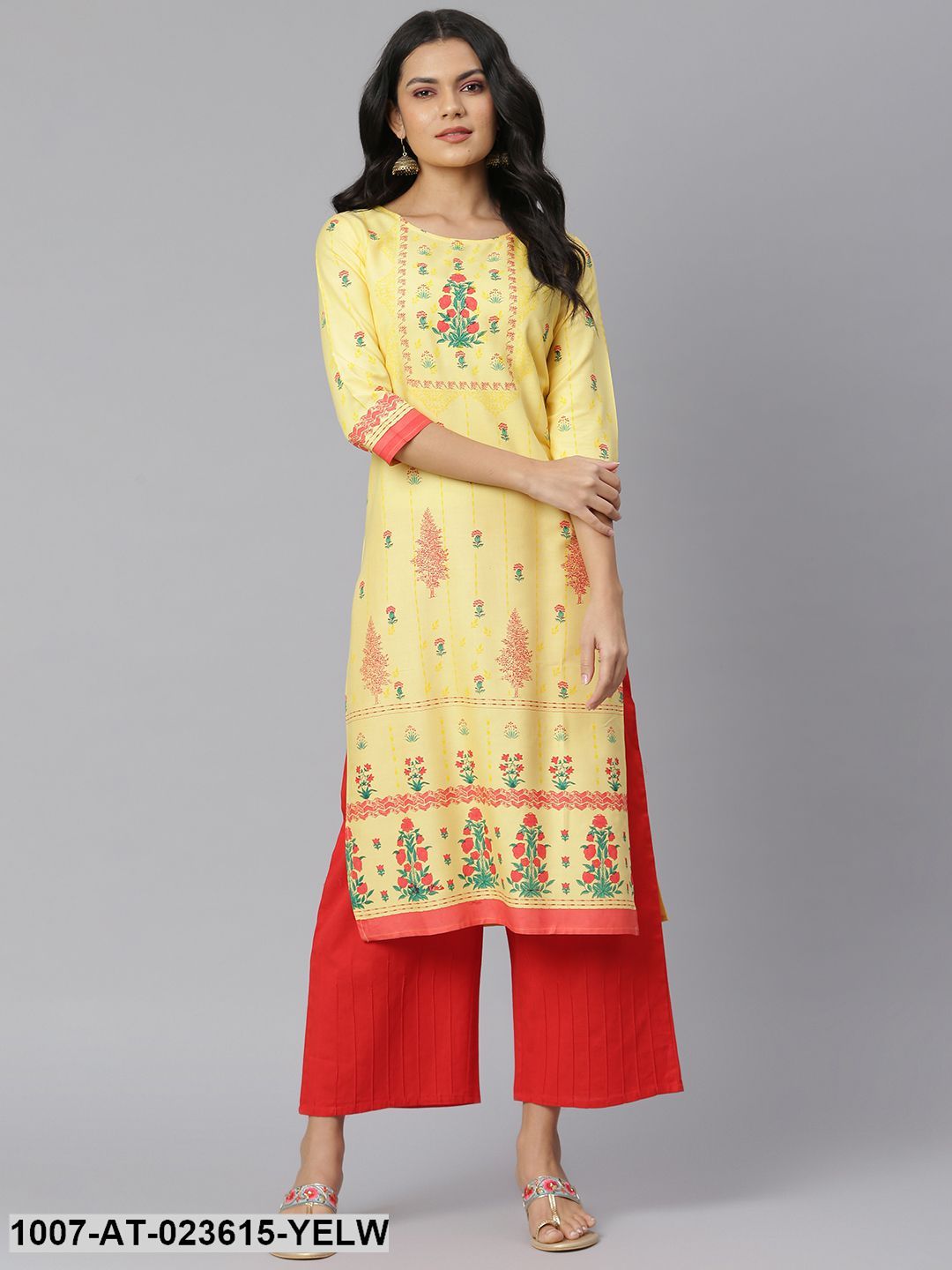 Women's Floral Printed Rayon Straight Kurta (Pre-Order)