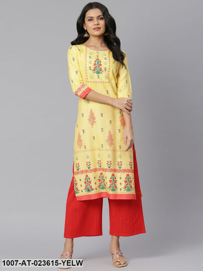 Women's Floral Printed Rayon Straight Kurta (Pre-Order)