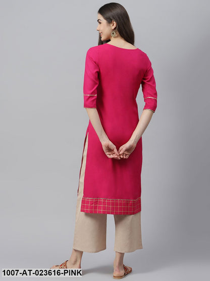 Women's Checkered Rayon Straight Kurta (Pre-Order)