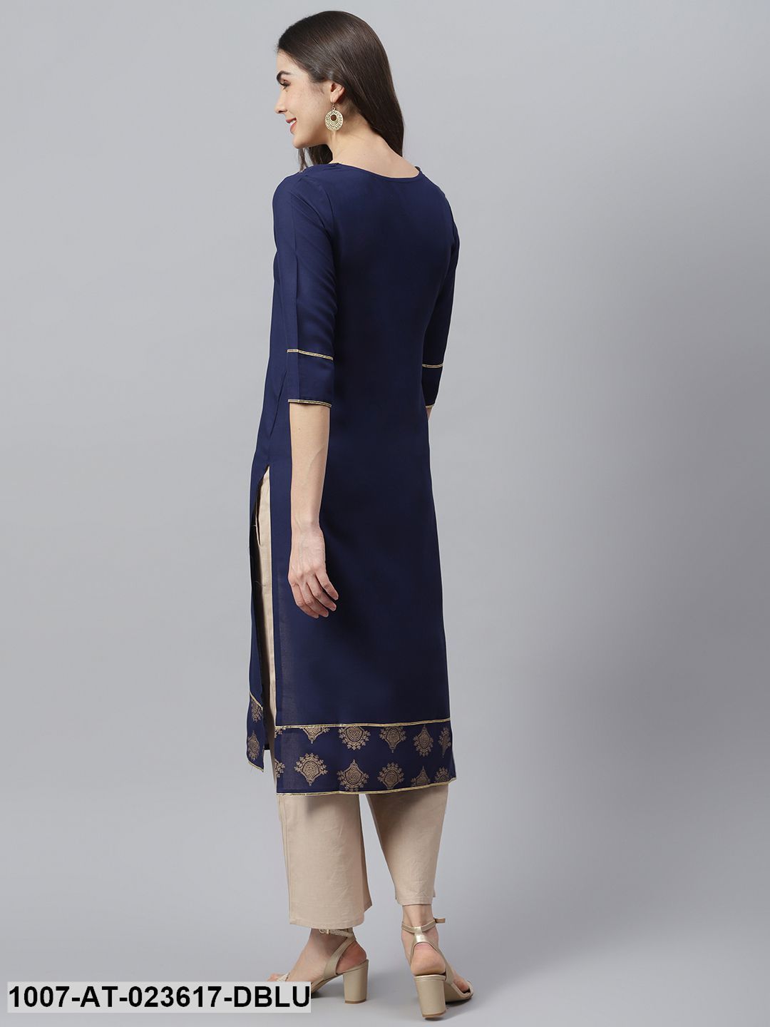 Women's Gold Printed Rayon Straight Kurta (Pre-Order)
