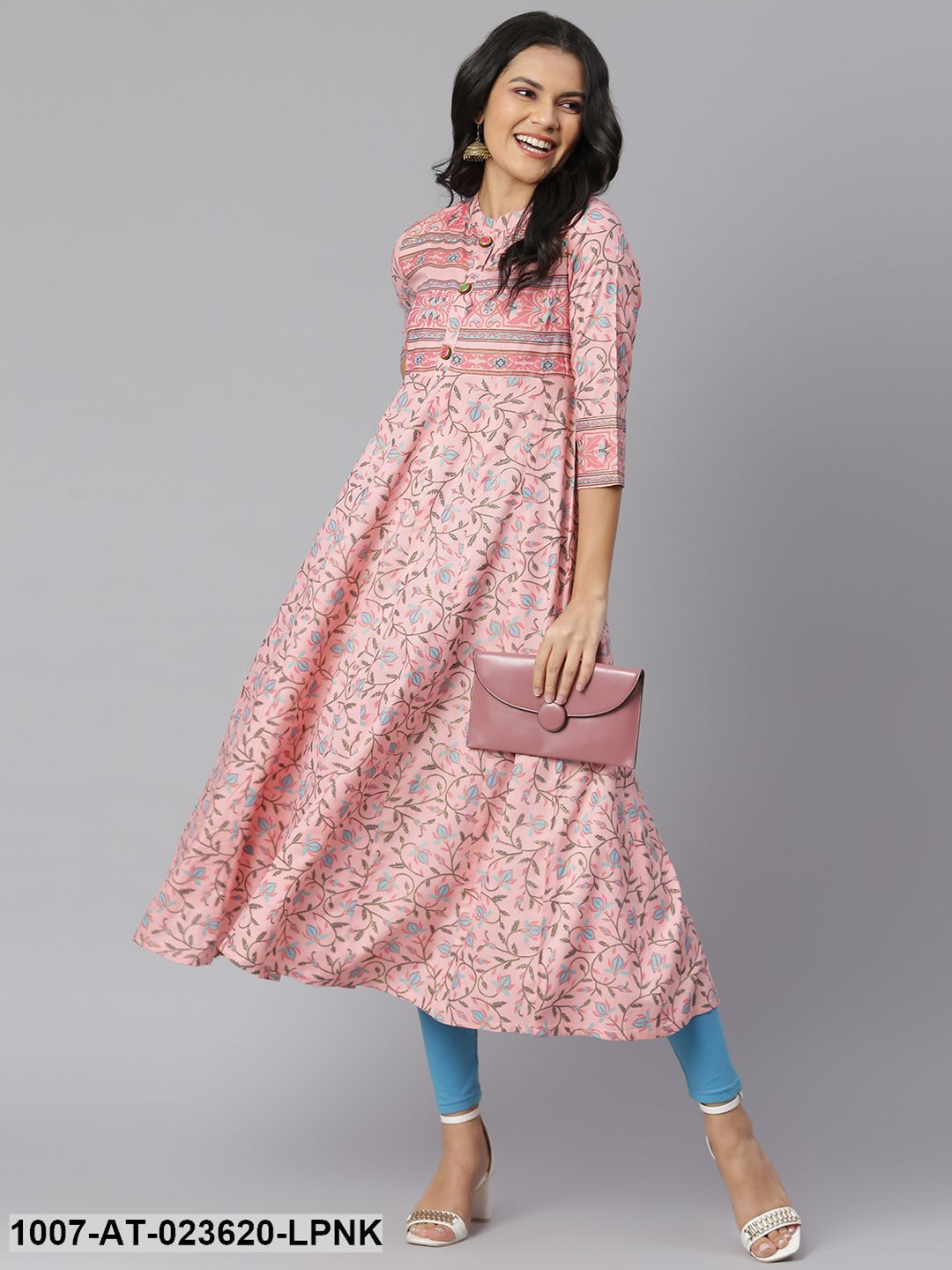 Women's Floral Printed Rayon Anarkali Kurta (Pre-Order)