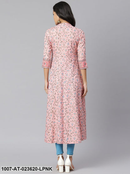 Women's Floral Printed Rayon Anarkali Kurta (Pre-Order)