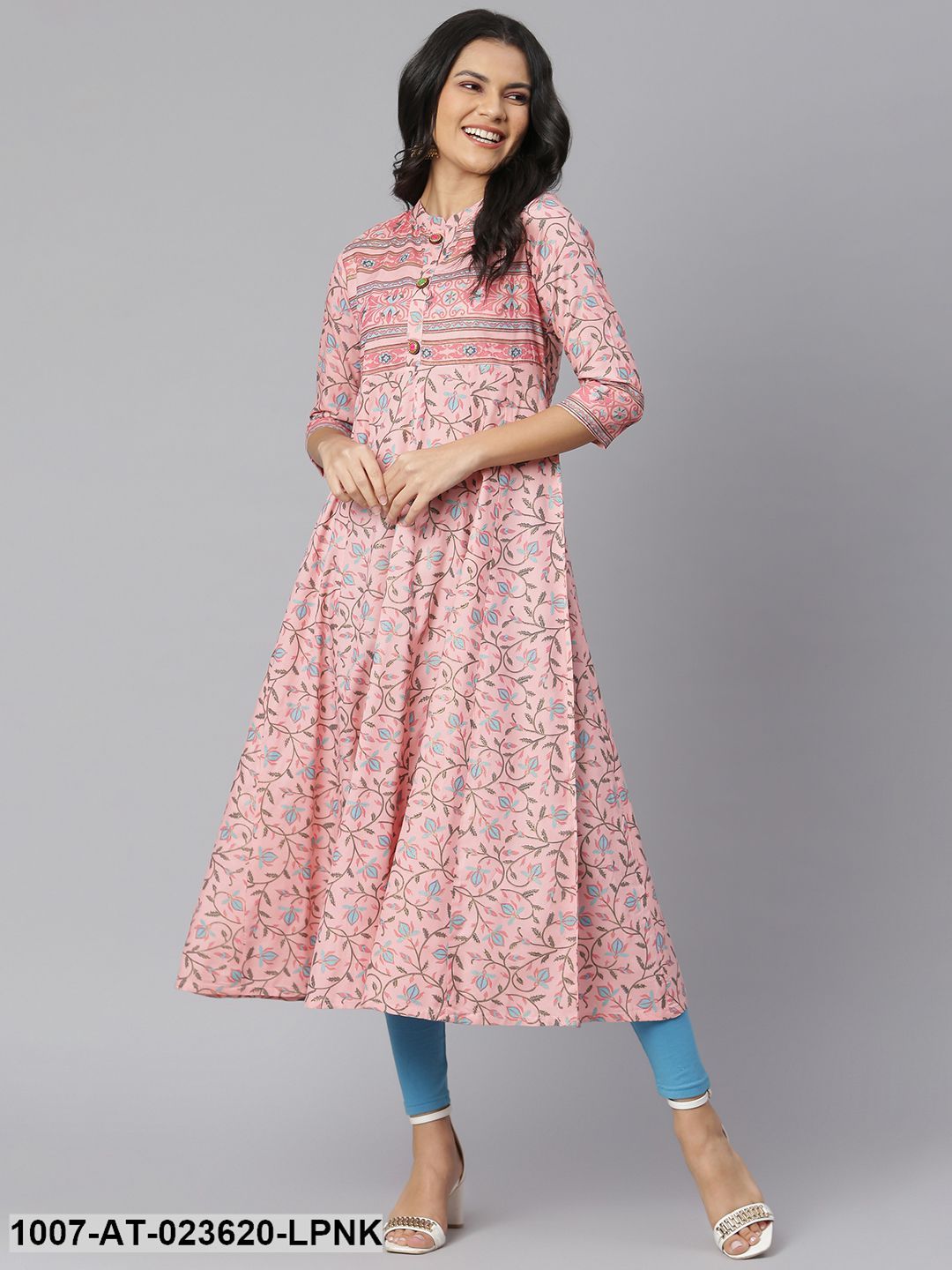 Women's Floral Printed Rayon Anarkali Kurta (Pre-Order)