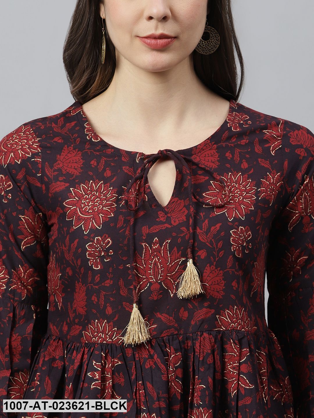 Women's Floral Printed Cotton Flared Kurta (Pre-Order)