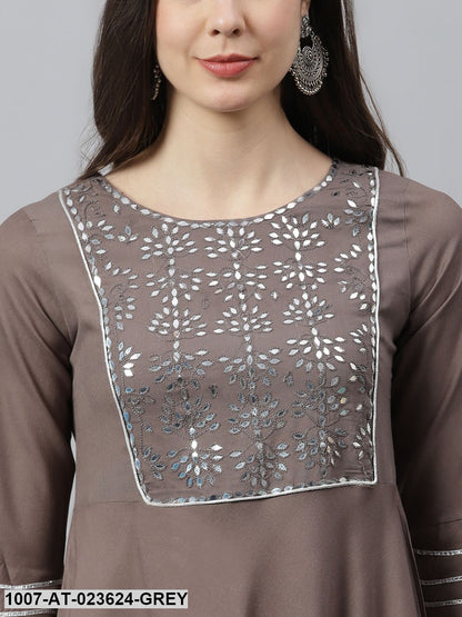 Women's Embroidered Rayon Flared Kurta (Pre-Order)