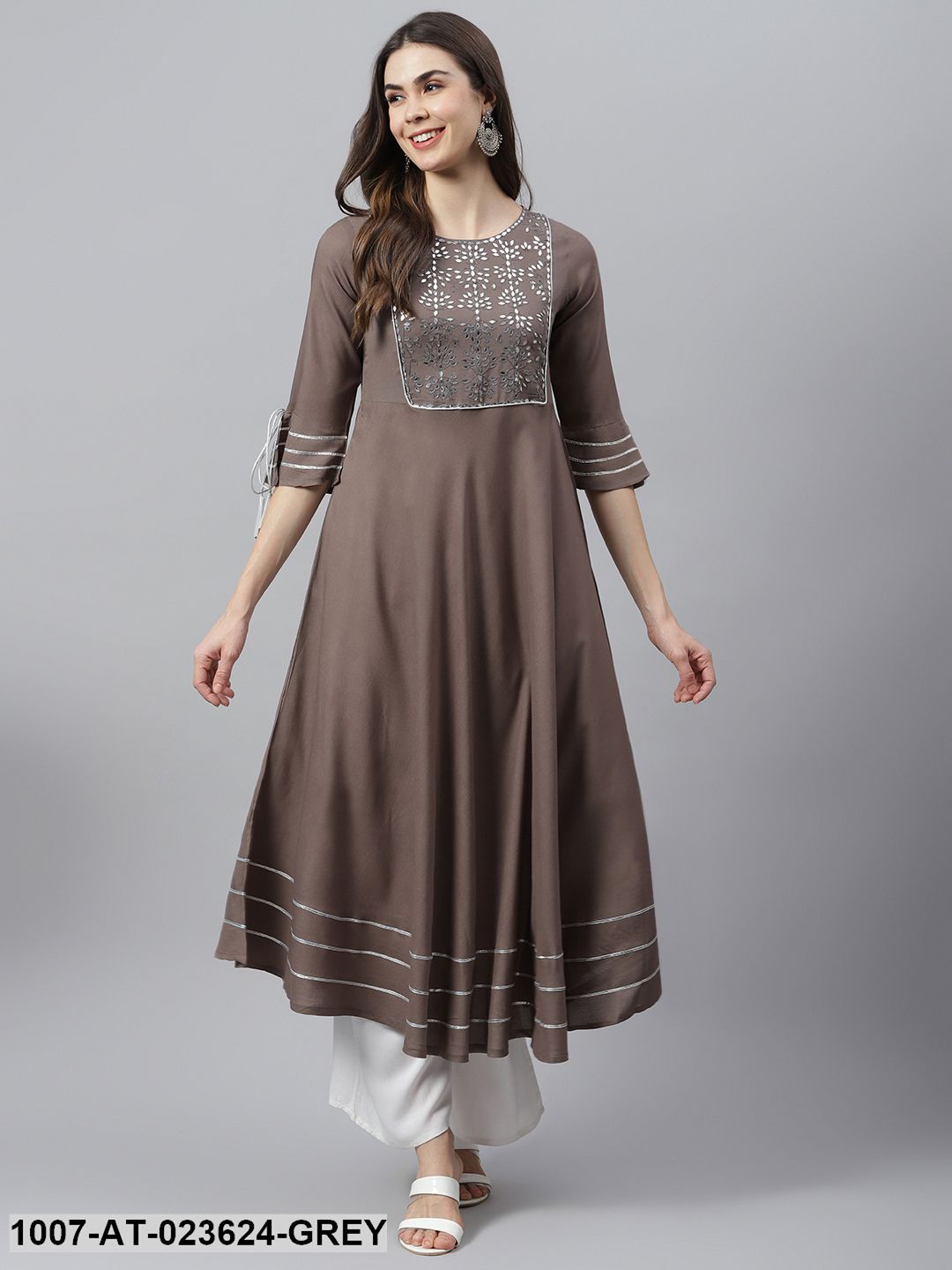 Women's Embroidered Rayon Flared Kurta (Pre-Order)