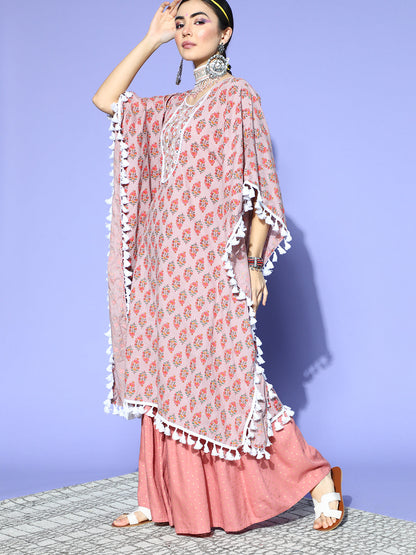 Floral Printed Cotton Kaftan Kurta (Pre-Order)