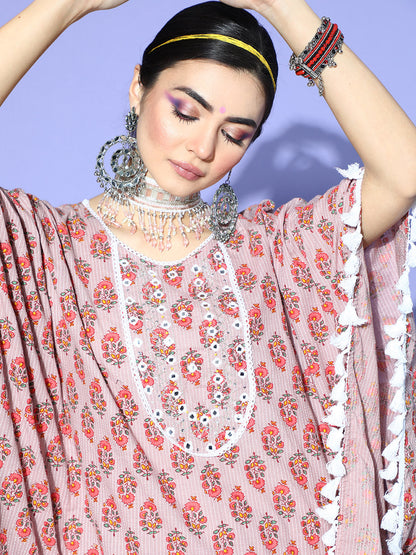 Floral Printed Cotton Kaftan Kurta (Pre-Order)