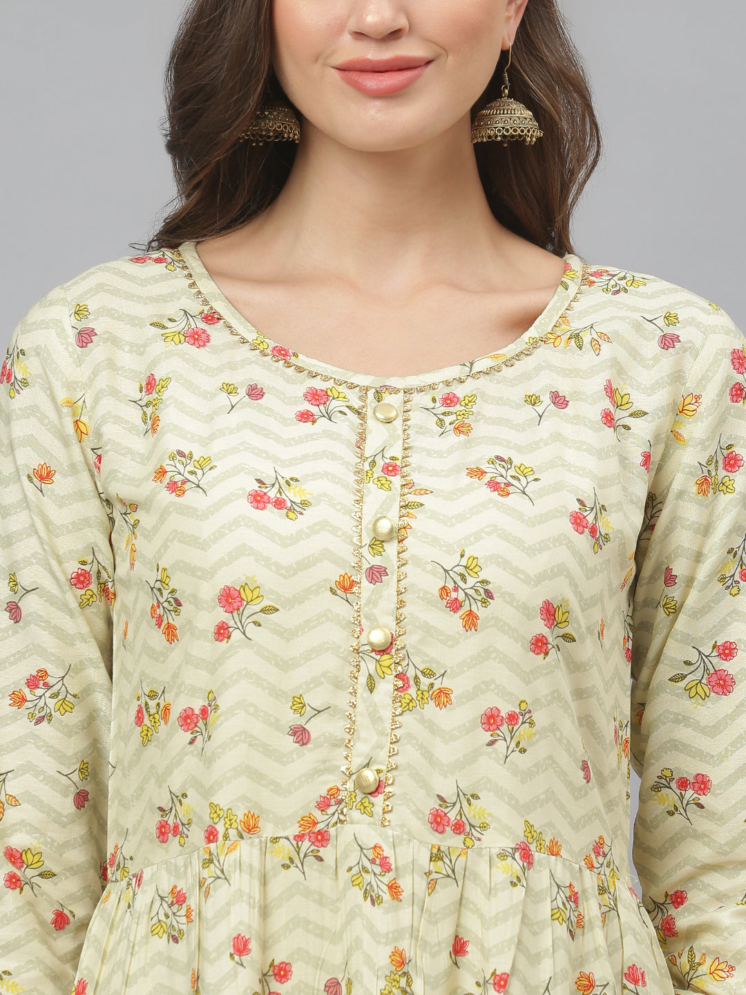 Women's Floral Printed Rayon Tiered kurta (Pre-Order)