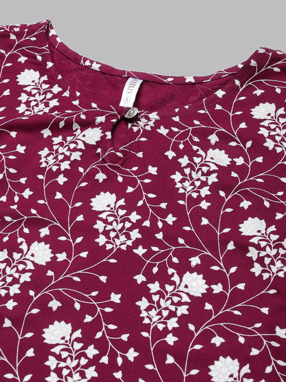 Floral Print Rayon Straight Kurta (Pre-Order)