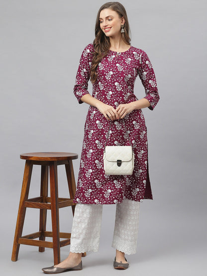 Floral Print Rayon Straight Kurta (Pre-Order)