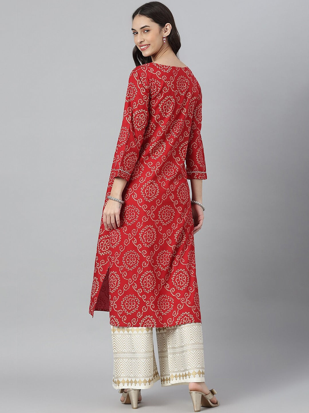 Bandhej Printed Rayon Straight Kurta (Pre-Order)