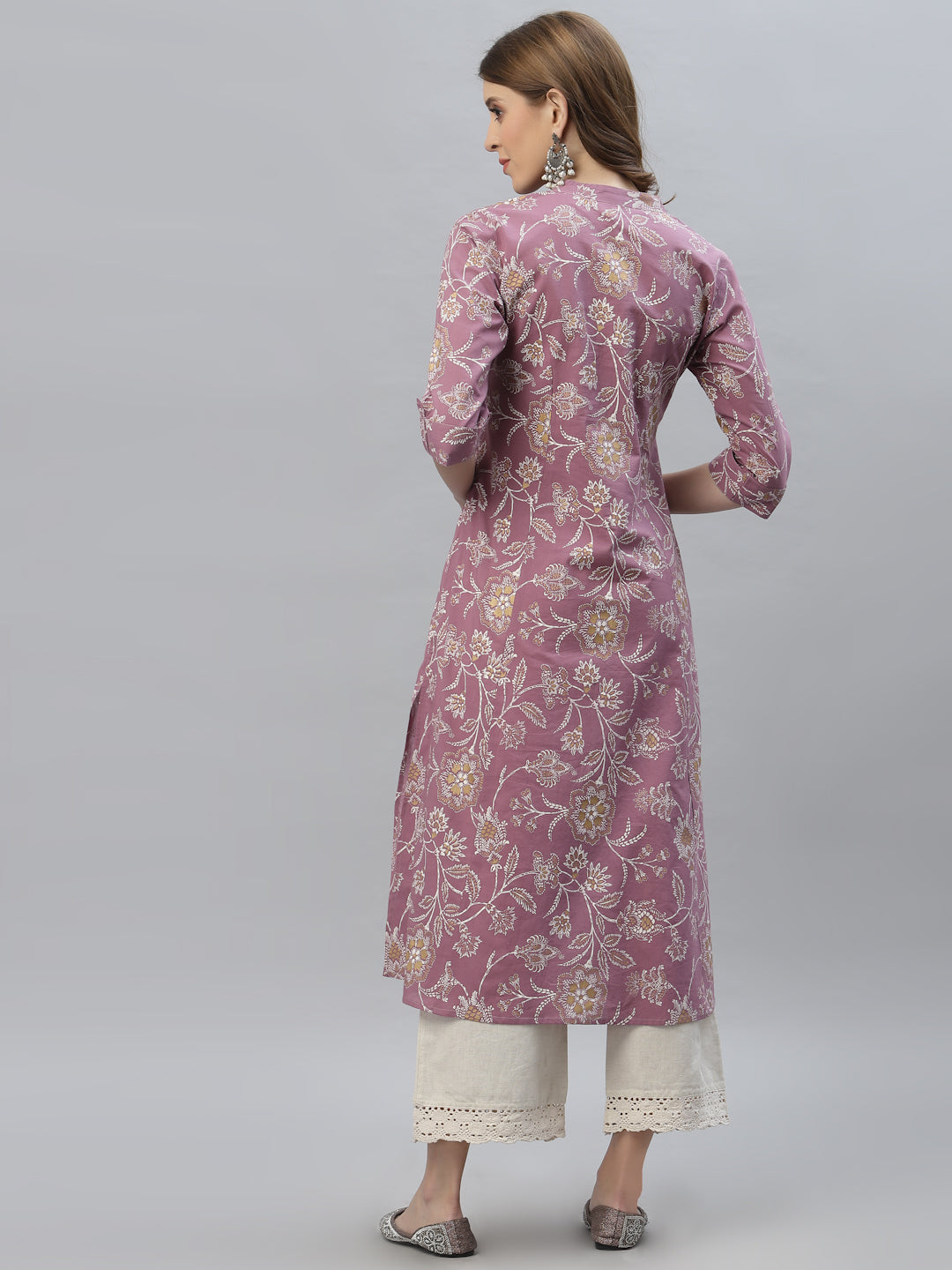 Plus Sizes Floral Print Rayon A-Line Kurta
