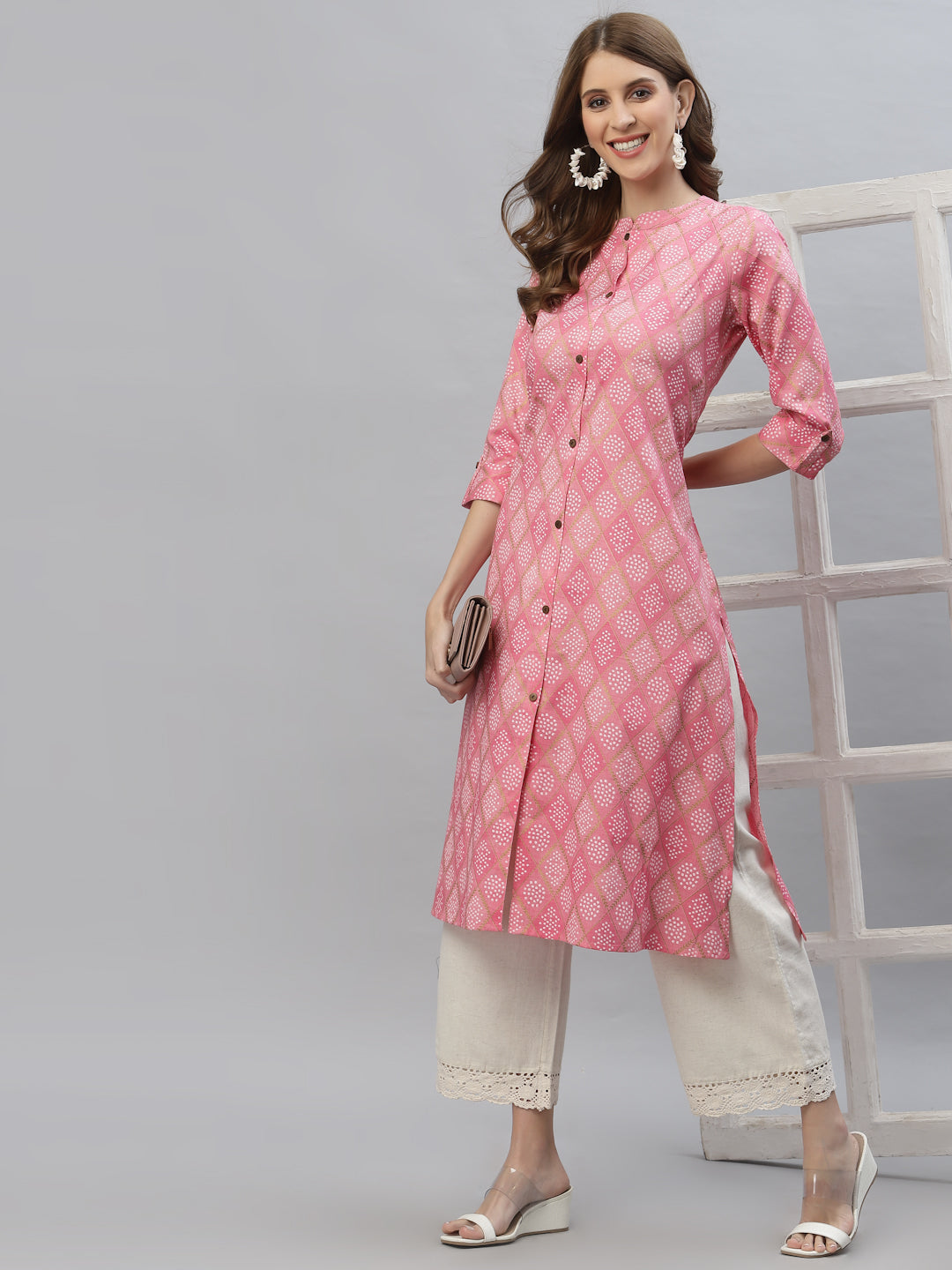 Bandhani Printed Cotton Blend Straight Kurta (Pre-Order)