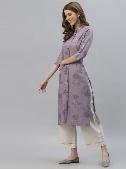 Floral Printed Rayon Straight Kurta (Pre-Order)