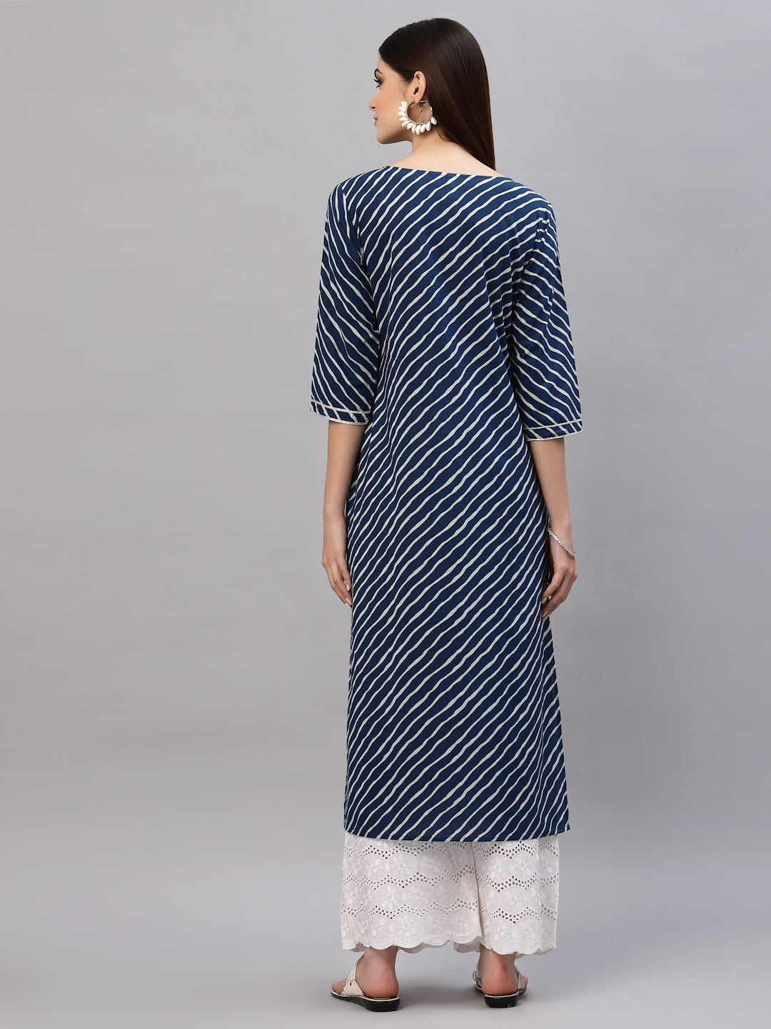 Lehariya Printed Cotton Straight Kurta (Pre-Order)