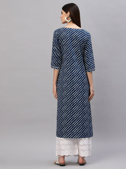 Lehariya Printed Cotton Straight Kurta (Pre-Order)