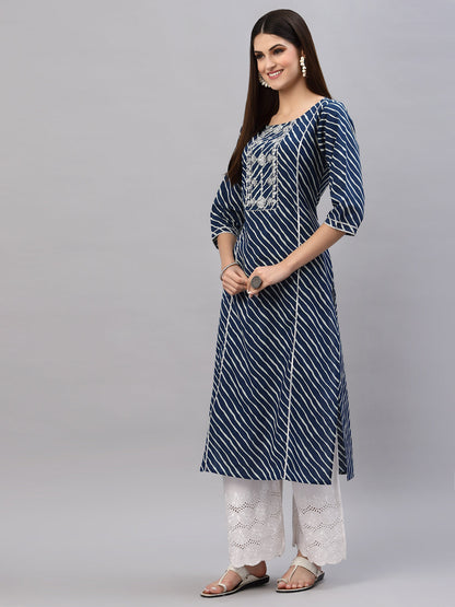 Lehariya Printed Cotton Straight Kurta (Pre-Order)