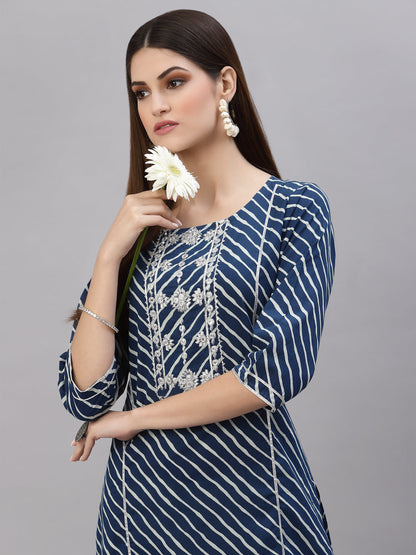 Lehariya Printed Cotton Straight Kurta (Pre-Order)