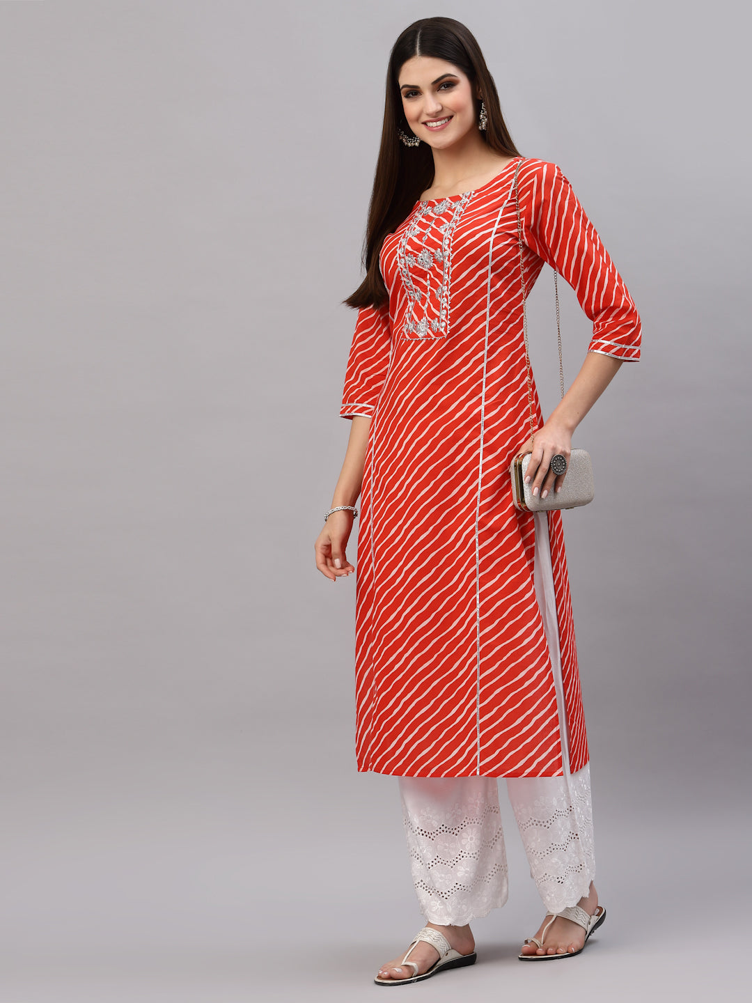 Lehariya Printed Cotton Straight Kurta (Pre-Order)