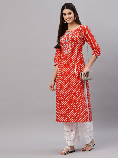 Lehariya Printed Cotton Straight Kurta (Pre-Order)