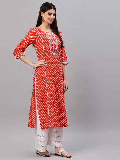 Lehariya Printed Cotton Straight Kurta (Pre-Order)