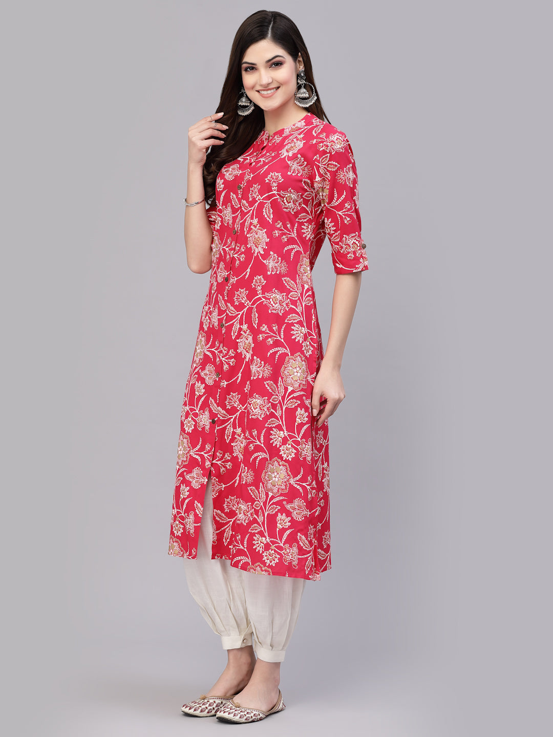 Floral Printed Rayon A-Line Kurta (Pre-Order)