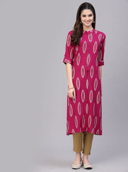 Block Printed Rayon A-Line Kurta (Pre-Order)