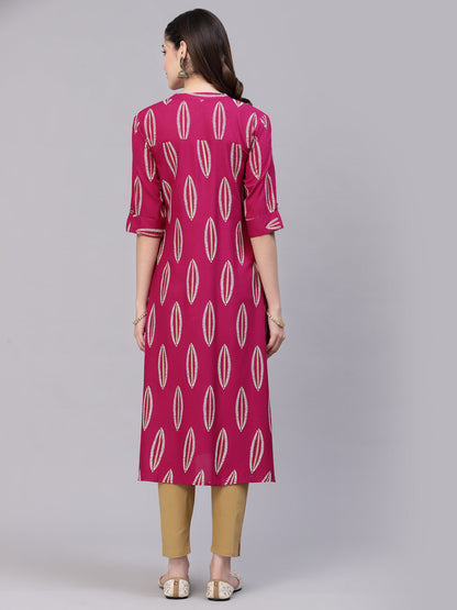 Block Printed Rayon A-Line Kurta (Pre-Order)