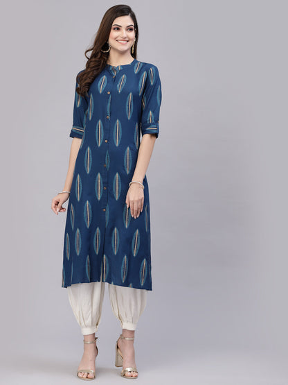 Block Printed Rayon A-Line Kurta (Pre-Order)