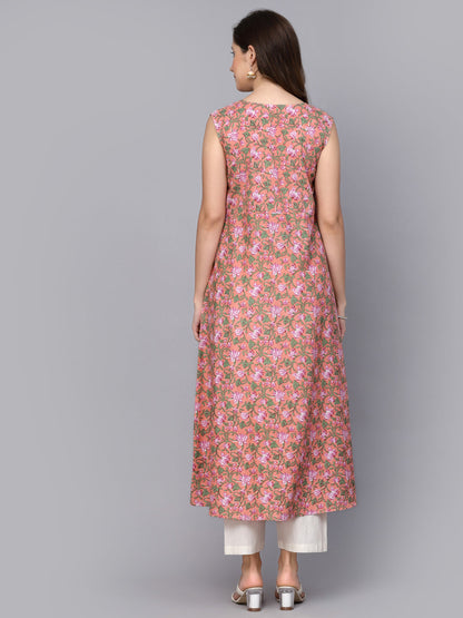 Floral Printed Cotton A-Line Kurta (Pre-Order)