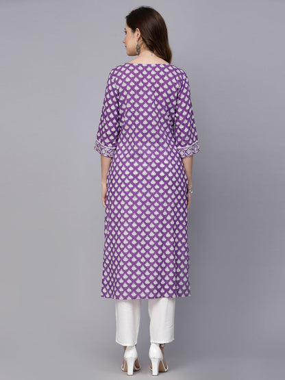 Ethnic Motif Printed Rayon Straight Kurta (Pre-Order)